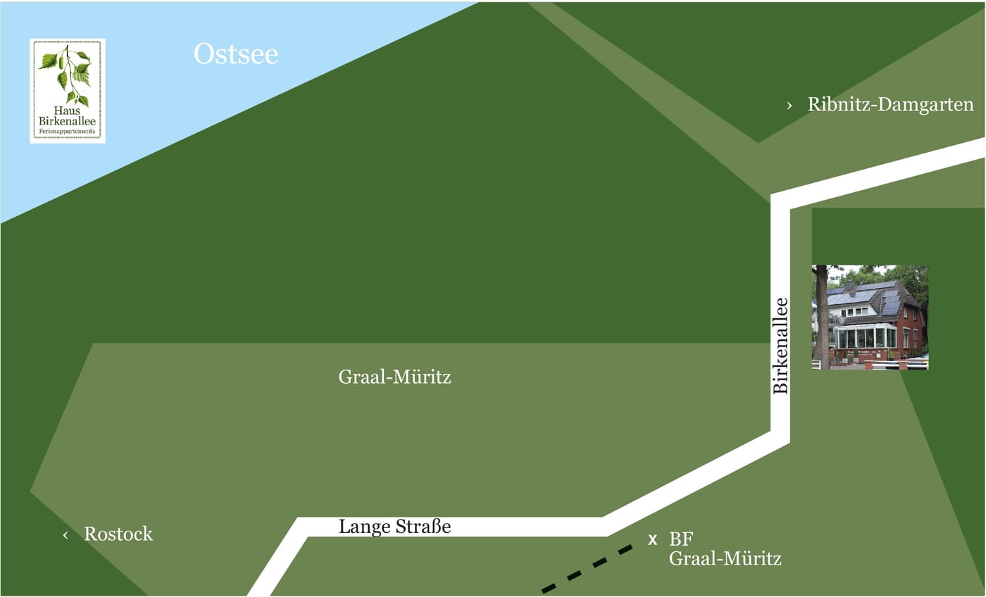 Lageplan Haus Birkenallee in Graal-Müritz zwischen Rostock und Ribnitz-Damgarten